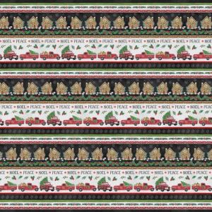 Mistletoe Magic Red Truck  Gingerbread House Border in Black
