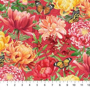 Morning Blossom Feature Floral in Reds
