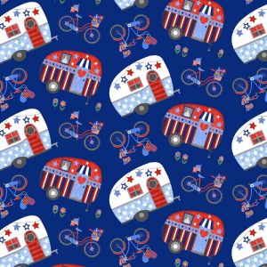 My Happy Place Tossed Campers and Bikes in Blues