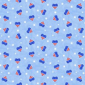 My Happy Place Tossed Patriotic Hearts in Light Blue