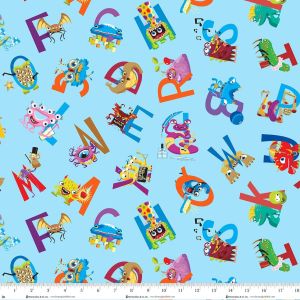My Very Silly ABCs ABC Monster Allover in Light Blue