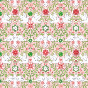 Peace on Earth Damask in Coral