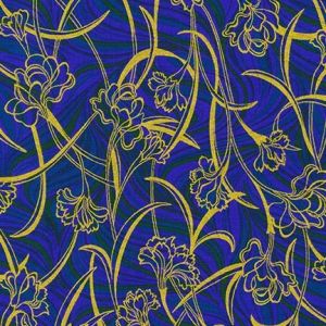 Peacock Garden Flower Outlines in Peacock Blues