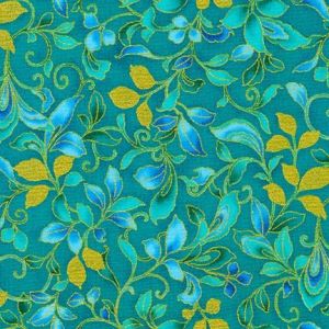 Peacock Garden Leaves in Teals