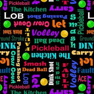 Pickleball Anyone Words in Black