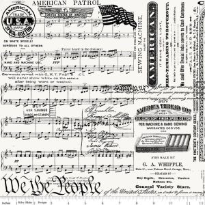 Sew America Patriotic Text in Off White