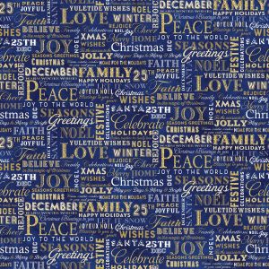 Stonehenge Christmas Joy Christmas Words in Blues