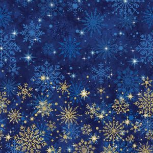 Stonehenge Christmas Joy Snowflake Border in Blues