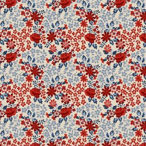 Stripes  Stars Rose Floral in Antique Multi