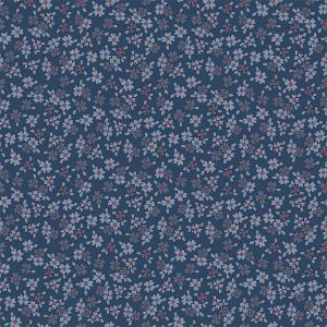 Stripes  Stars Small Floral in Blue