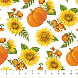 Sunshine Harvest Open Sunflowers in White