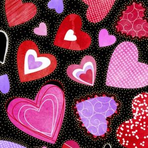 Sweethearts Black Large Hearts