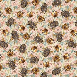 Time Travel Bees on Flowers in Pink