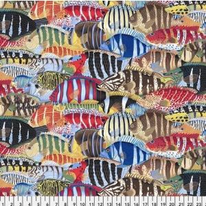 Treasure Island Stripey Fish in Multi