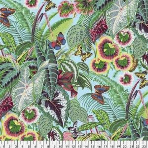 Treasure Island Tropical Leaves in Aqua