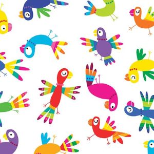 Viva Brazil Rainbow Parrots in White