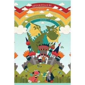Whirlygig Magic Blue Dragon Banner Panel