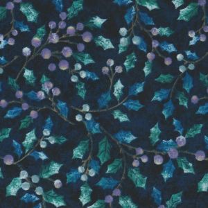 Winter Wonderland Flannel Branches and Berries in Navy