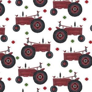 Winter at the Farm Tractor Joy in White