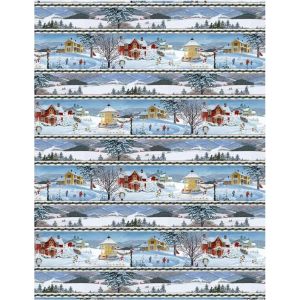 Winters Eve Border Print in Blue