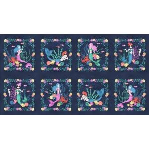 Mermaid in Blue Jeans Navy Blocks Panel