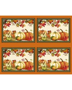 Autumn Flourish Panel Fall Placemats in Oranges