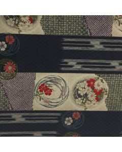 Japanese Dobby Floral Horizontal Stripe in NavyStone