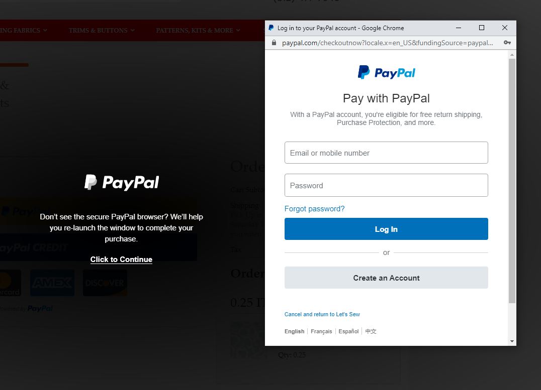 PayPal Popup